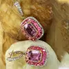 3.75ct Radiant Cut Pink Sapphire Drop Earrings