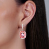 3.75ct Radiant Cut Pink Sapphire Drop Earrings