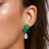 7.9ctw Pear Cut Emerald & White Sapphire Drop Earrings