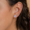 Round Cut White Sapphire Rose Gold Stud Earrings