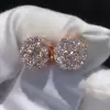 Round Cut White Sapphire Rose Gold Stud Earrings