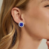 2.75ct Round Cut Blue Sapphire Halo Stud Earrings