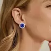 2.75ct Round Cut Blue Sapphire Halo Stud Earrings