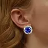 2.75ct Round Cut Blue Sapphire Halo Stud Earrings