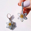 15.5ct Cushion Cut Yellow Sapphire Flower Drop Earrings