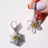 15.5ct Cushion Cut Yellow Sapphire Flower Drop Earrings