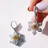 15.5ct Cushion Cut Yellow Sapphire Flower Drop Earrings