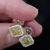 5ct Princess Cut Yellow Sapphire Halo Stud Earrings