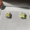 5ct Princess Cut Yellow Sapphire Halo Stud Earrings