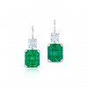 12.5ctw Emerald Cut Green Sapphire Drop Earrings