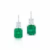 12.5ctw Emerald Cut Green Sapphire Drop Earrings
