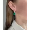 12.5ctw Emerald Cut Green Sapphire Drop Earrings