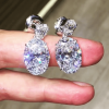 Oval Cut White Sapphire Drop Earrings