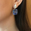 Cushion Cut Blue Sapphire Drop Earrings