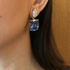Cushion Cut Blue Sapphire Drop Earrings