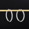 Round Cut White Sapphire Paved Hoop Earrings in Gold
