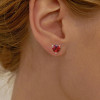 2ct Heart Cut Garnet Stud Earrings in Rose Gold