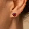 2ct Heart Cut Garnet Stud Earrings in Rose Gold