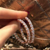 Round Cut White Sapphire Hoop Earrings in Rose Gold