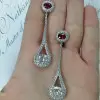 Princess Cut Pave Setting Drop Earrings