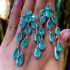 52ctw Pear Cut Paraiba Statement Chandelier Earrings