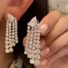 16ctw Pear and Round White Sapphire Chandelier Earrings