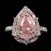 3ct Pear Cut Pink Sapphire Vintage Halo Engagement Ring