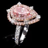 3ct Pear Cut Pink Sapphire Vintage Halo Engagement Ring