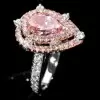 3ct Pear Cut Pink Sapphire Vintage Halo Engagement Ring