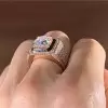 3.8ct Round Cut White Sapphire Paved Bold Men's Ring