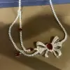 5.4ct Pear Cut Ruby Bowknot Necklace