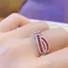 2.2CTW Round Cut Ruby Bowknot Wedding Band