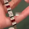 Round&Asscher Cut Colorful Sapphire Bracelet Wrist Chain