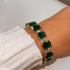 Emerald Cut White &Emerald Green Sapphire Bracelet