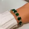 Emerald Cut White &Emerald Green Sapphire Bracelet