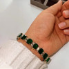 Emerald Cut White &Emerald Green Sapphire Bracelet