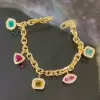 6ctw Multicolor Multi-Cut Dangle Link Statement Bracelet