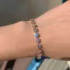 White Sapphire Tennis Bracelet Adjustable Length in Rose Gold