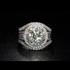 1ct Round Cut White Sapphire 3pcs Bridal Set