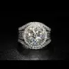 1ct Round Cut White Sapphire 3pcs Bridal Set