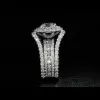 1ct Round Cut White Sapphire 3pcs Bridal Set