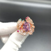 5.2ct Emerald Cut Pink Sapphire Butterfly Cocktail Ring