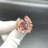 5.2ct Emerald Cut Pink Sapphire Butterfly Cocktail Ring