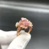 5.2ct Emerald Cut Pink Sapphire Butterfly Cocktail Ring