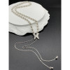 Adjustable Bolo White Pearl Butterfly Necklace