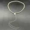 Adjustable Bolo White Pearl Butterfly Necklace