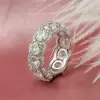 Handmade Round Cut Halo Sterling Silver Band 