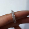 Handmade Half Emeralds and Half Ovals Sterling Silver Ring Band