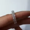 Handmade Half Emeralds and Half Ovals Sterling Silver Ring Band