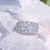 Round Cut Triple Row Half Wedding Band